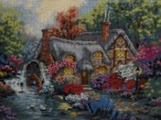 Local interest* Karen Wilson (local contemporary) a pair of modern cross stitch embroideries,