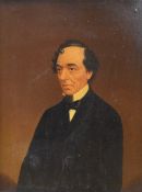 A Victorian oil on board, portrait of Benjamin Disraeli (1804-1881), unsigned within a gilt slip a