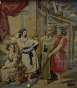 A Victorian Berlin-work religious tapestry panel, possibly depicting Jesus meeting Nicodemus, worked