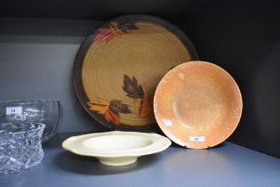 An attractive 1930's Royal Lancastrian pottery bowl, of dishes circular form with slightly crimped