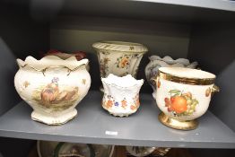 Six assorted jardiniere/planters.