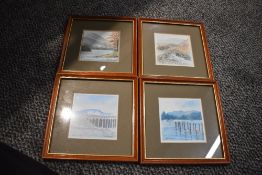 A selection of eleven assorted pictures and prints including a lino cut print depicting a rural
