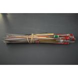 A quantity of vintage assorted knitting needles and crochet hooks etc.