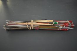 A quantity of vintage assorted knitting needles and crochet hooks etc.