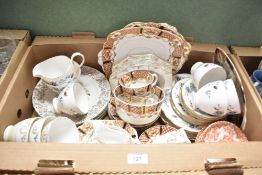 A selection of part tea services including a Colclough part tea service having an autumnal leaf