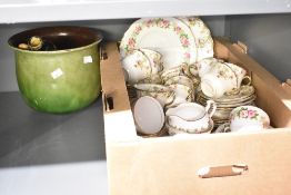 A Colclough patt no.7132 part tea service having pink and green floral decoration (21) and a similar