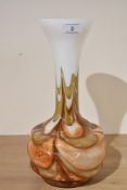 A mid-century Vetreria Berberi style opaline vase, h30cm,