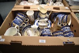 A Clifton WH&S Willow pattern part tea service (38), an Aynsley 'Cottage Garden' jug 14cm and '