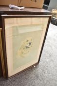 A large limited edition 261/300 print of a Golden Retriever after Rex Flood, mounted framed and