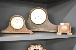 A large 20th century Napoleon hat mantel clock, L55cm, sold together with a smaller Napoleonic style