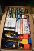 A collection of assorted video and DVD's including Harry Potter, The Avengers, and X-Men, ten