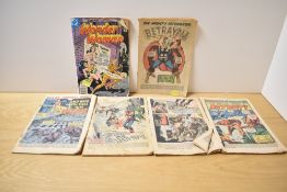 A mid-century American Wonder Woman comic, sold together with an Avengers comic, a Daredevil comic