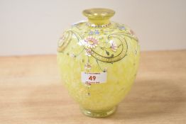 A glass vase of lobed form decorated with floral patterns, h16.5cm