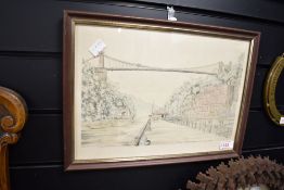 Griffin (British) 'clifton Suspension Bridge from Hotwells, Bristol', print, signed bottom left,