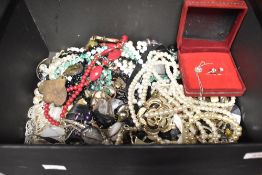 A large collection of costume jewellery, including statement pieces and beaded necklaces