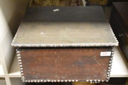 A 19th Century mahogany cased lap desk and a stained box having felt lining to interior