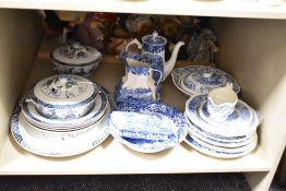 A selection of blue and white ware to inclue Copeland Spode's Italian comprising tureens, meat