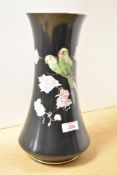A Windsor Art Ware vase of baluster form having a pair of parakeets to front, h30cm