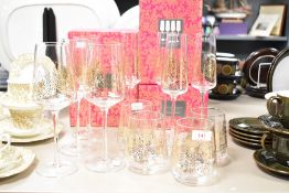 4 Sara Miller wine glasses, sold together with 4 champagne glasses and 4 tumblers