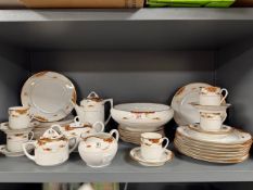 A selection of Japanese porcelain table wares including Coffee pot and coffee cups, having gilt