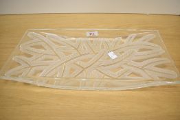 A Lalique style glass fruit bowl decorated with floral patterns, L41.5cm