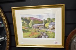 A water colour print, 'Sykes Fell', limited edition 2/850, signed bottom right, 39cm x 32cm