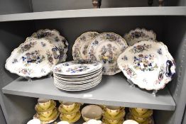 A selection of Victorian Nankin Jar pattern improved china transfer printed and flow blue dinner