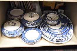 A blue and white ceramic dinner service, to include tureen, plates and ashets ect