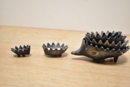 A metal nest of hedgehogs