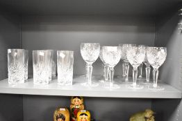 A quantity of cut crystal glasses, to include wine glasses ect