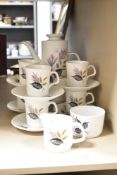 A 1960's J & G Meakin Studio coffee set, comprising coffee pot, six cups and saucers, sugar & cream,