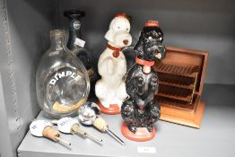 A Danish liquer wine bottle, h23cm, sold together with a cigar box ect