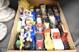 Playworn Die-casts, Matchbox Models of Yesteryear, Corgi and similar along with a plastic