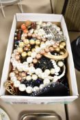 A large collection of costume jewellery, including faux pearls, statement pieces and beaded
