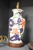 A modern porcelain table lamp of baluster form and decorated in the Imari style 29cm to base of