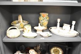 A selection of 1930s and later decorative ceramics including Crown Devon, Tuscan, and Wedgwood china