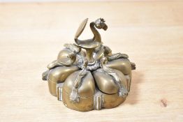 A brass Kumkum / spice box, h9cm