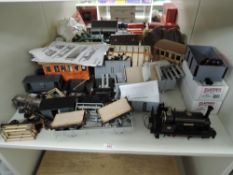 32mm gauge model including a 0-4-0 Rough Pup Loco part made, Rolling Stock made and part made and