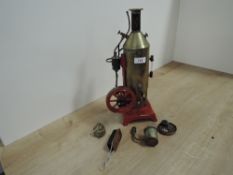 Unnamed/scratch built Live Steam Plant, single cylinder vertical engine with spoked flywheel,