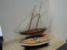 Wooden Model Boats, Sail Boat unnamed, length 73cm, height 71cm including wooden stand, Cruiser Boat