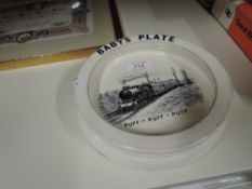 Carlton Ware Baby's Plate, Puff-Puff-Puff with L&NER Express printed to interior, mark stamped to