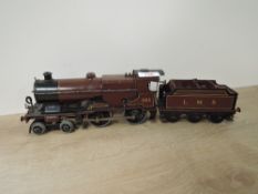 A Hornby clockwork 0 Gauge 4-4-0 LMS Loco & Tender, No 2 Special Compound 1185, in traditional
