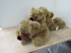 Steiff Bears, Modern Mohair Cosy Friends, 069895 Pummy, length 60cm, 069888 Pumy, length 30cm,