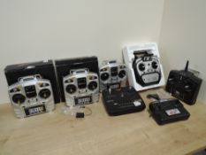 Radio Control Transmitters, Microzone MC6C x2, both boxed, Devict DE-104 in polystyrene packaging,