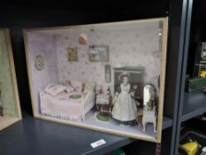 Miniature Dolls House Display, Baby's Room with Nanny, 41cm x 28cm