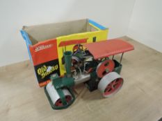 Wilesco Live Steam D36 Old Smokey Steam Roller, burner tray present, very little use, boxed used