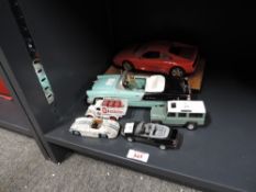 Mixed Playworn Die-casts, Gearbox Pedal Car Company 1955 Bel Air, Burago 1:18 scale 1989 Ferrari 348