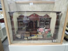 Miniature Dolls House Display, Vintage Chemist Shop, 56cm x 45cm