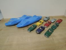 Victory Industries Slot Racing Cars, Austin A40, Austin Healy and Austin Healy Sprite, all complete,