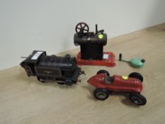Vintage Toys, Mamod Live Steam Stationary Engine missing tray, Hornby clockwork 0 gauge 0-4-0